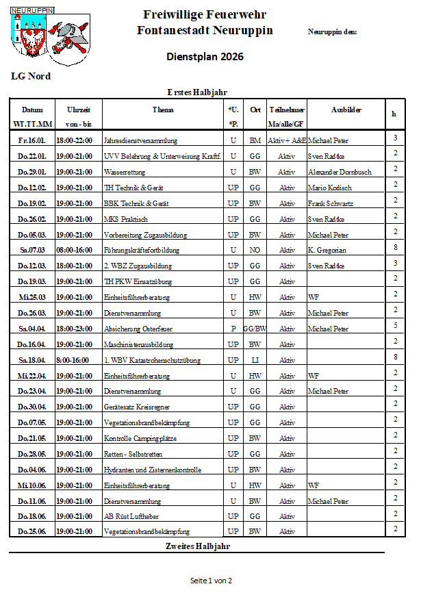 Foto Dienstplan 26